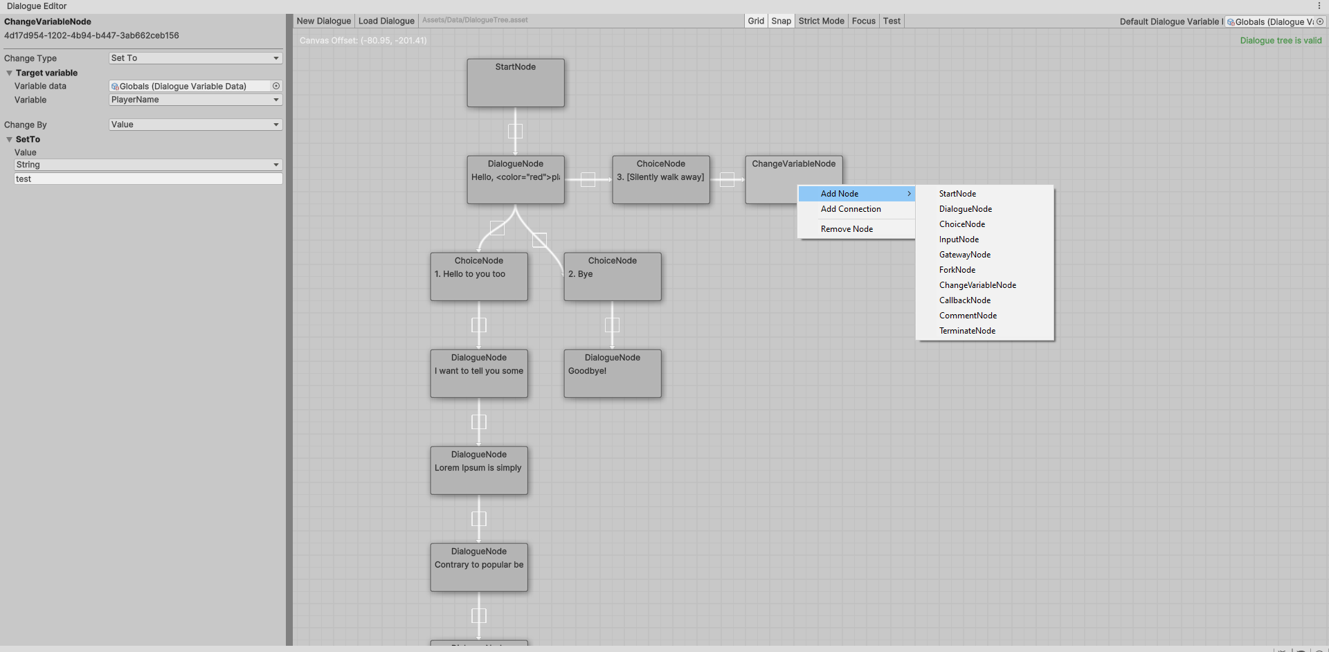 Unity dialogue editor